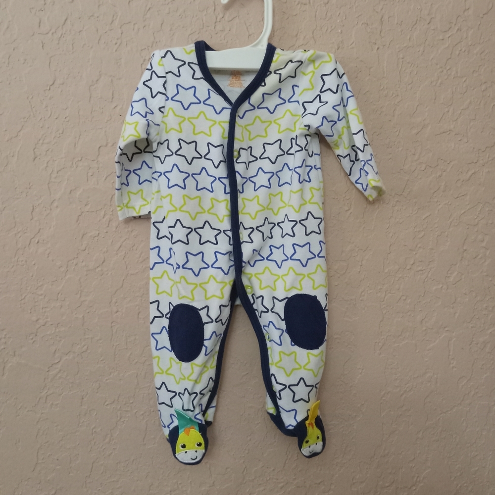 Bright Starts Sleep and Play long sleeve 3m Blue, White, green dino ,stars